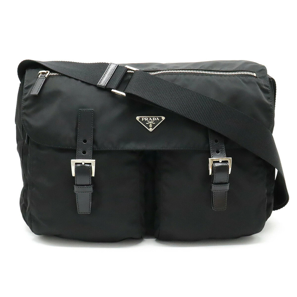 Prada VELA SPORT Messenger Crossbody Leather NERO Black